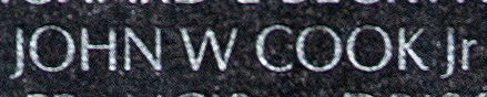Engraved name on The Wall of Specialist Four John William Cook, Jr., U.S. Army